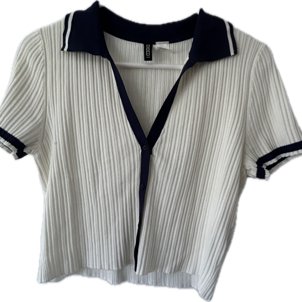 H&M DIVIDED Sailor Style Crop Top Size  M